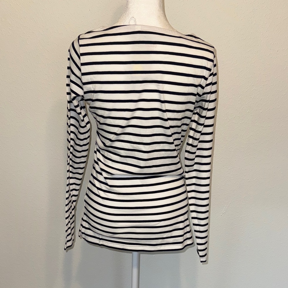 Boden NWT Navy and White Striped Snowman Long Sleeve Tee - Picture 6 of 10
